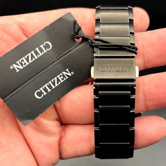 Citizen BL5607-54L Men’s Eco-Drive Sport Chronograph Blue Dial Black IP NIBWT - Picture 8 of 17